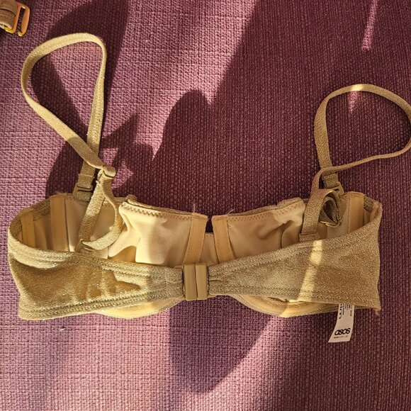 ASOS DESIGN mix and match glitter underwired bikini top in gold metallic 30B - Picture 9 of 9